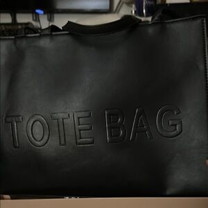 Totes Black Minimalist Leather Tote Bag